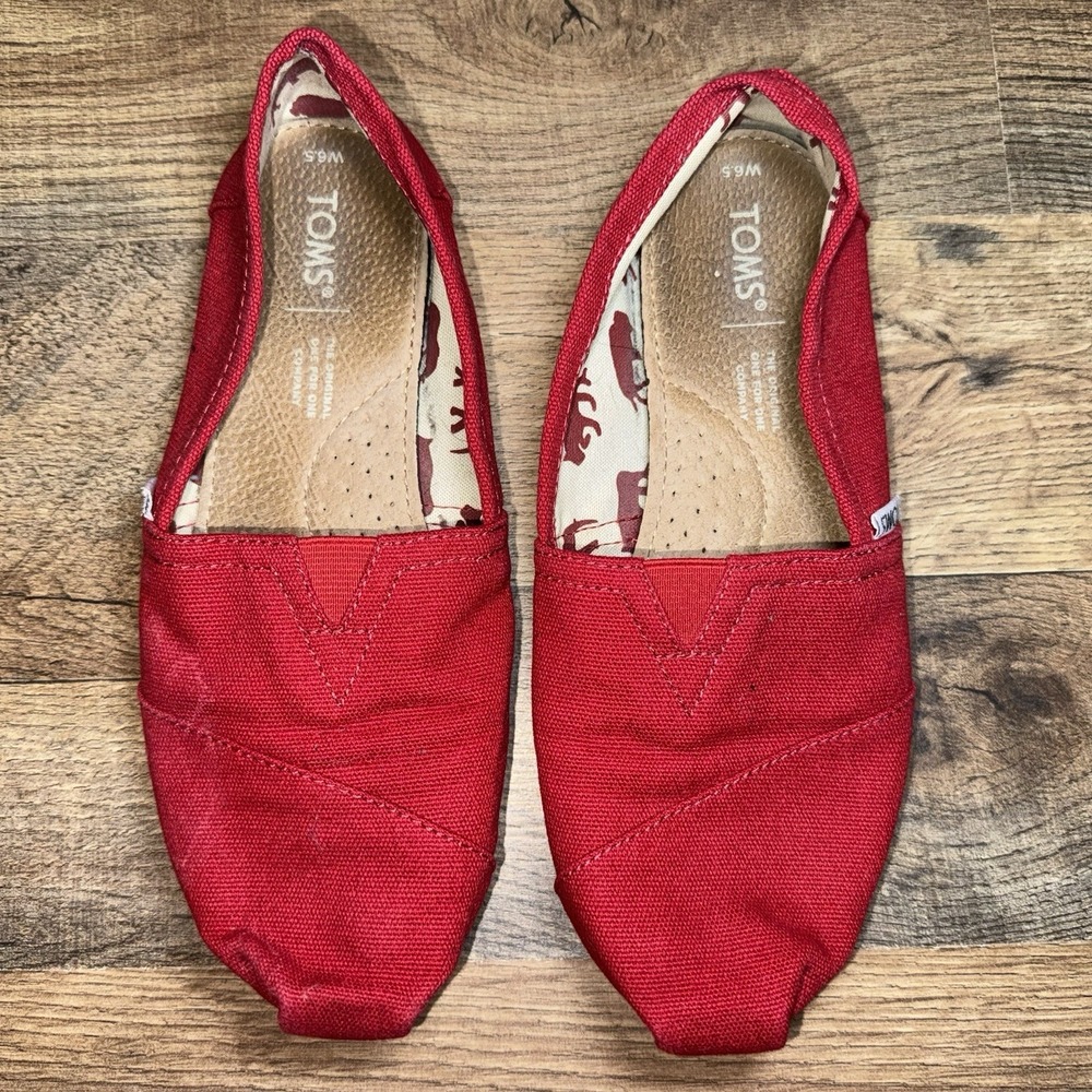 TOMS Classic Red Alpargata Slip On Shoes Womens Casual Flats 6.5